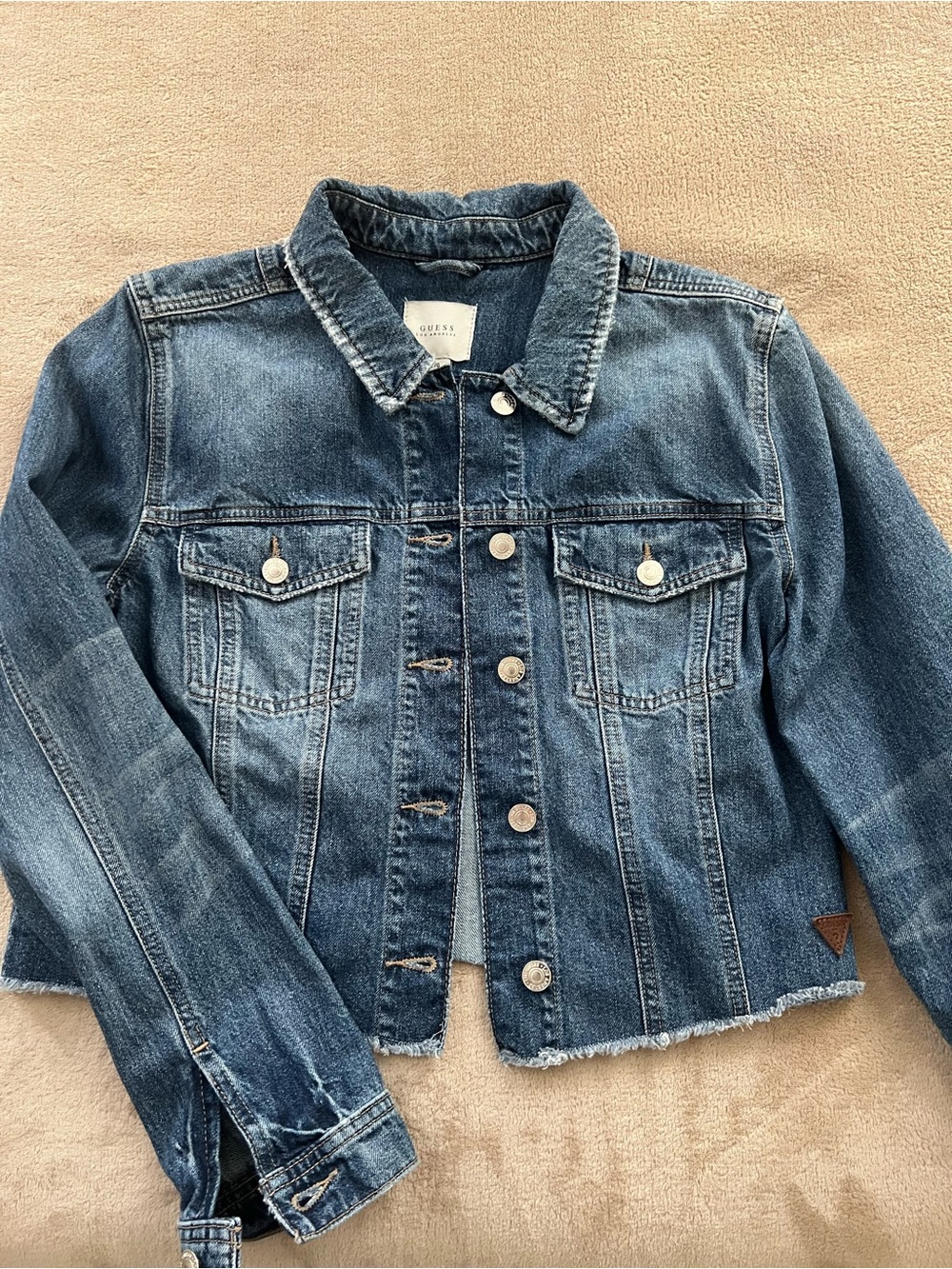 Women’s Guess Distressed Blue Denim Trucker Jacket